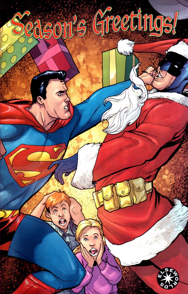 Superman punching BatSanta - SEASONS GREETINGS!